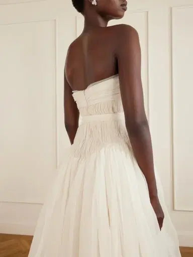 Danielle Frankel Henrietta Strapless Bustier Crinkled Silk-organza Gown | Thumbnail 5