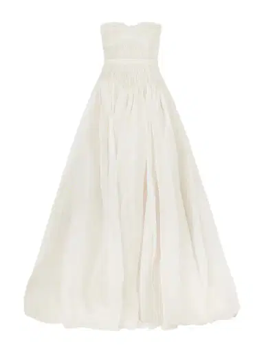 Danielle Frankel Henrietta Strapless Bustier Crinkled Silk-organza Gown | Thumbnail 1