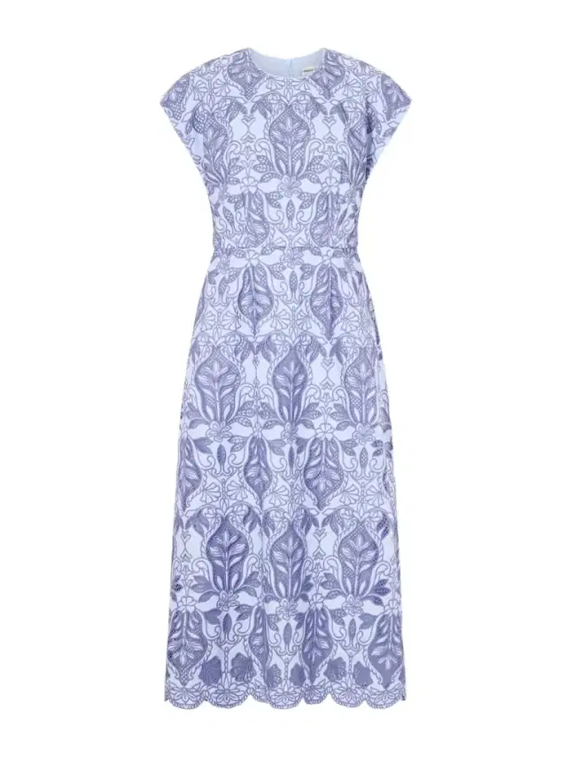 Rebecca Vallance Blooming Lanterns Scalloped Embroidered Cotton Midi Dress