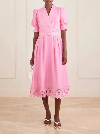 Rebecca Vallance Petalite Belted Broderie Anglaise-trimmed Poplin Midi Dress | Thumbnail 2 Rebecca Vallance Petalite Belted Broderie Anglaise-trimmed Poplin Midi Dress | Thumbnail 2