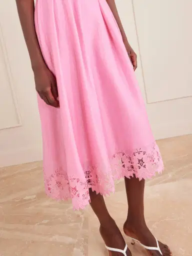 Rebecca Vallance Petalite Belted Broderie Anglaise-trimmed Poplin Midi Dress | Thumbnail 4 Rebecca Vallance Petalite Belted Broderie Anglaise-trimmed Poplin Midi Dress | Thumbnail 4