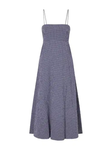 La Ligne Thay Gingham Knot-detailed Cut-out Seersucker Midi Dress | Thumbnail 1 La Ligne Thay Gingham Knot-detailed Cut-out Seersucker Midi Dress | Thumbnail 1