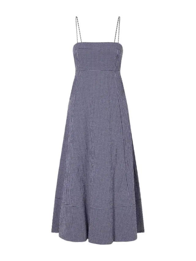 Thay Gingham Knot-detailed Cut-out Seersucker Midi Dress