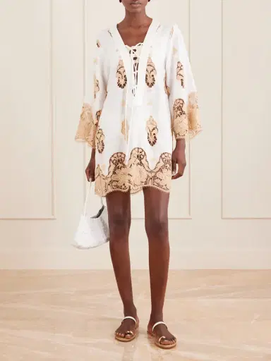 Miguelina Sonnet Broderie Anglaise Linen Coverup | Thumbnail 2 Miguelina Sonnet Broderie Anglaise Linen Coverup | Thumbnail 2