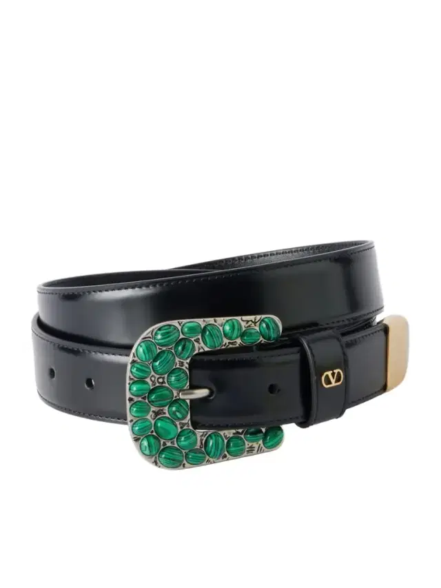 Valentino Garavani Vlogo Embellished Leather Belt