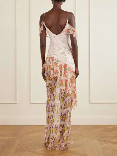 Donde Esteban Pajaritos Y Rosas Printed Ruffled Silk-chiffon Maxi Dress | Thumbnail 3 Donde Esteban Pajaritos Y Rosas Printed Ruffled Silk-chiffon Maxi Dress | Thumbnail 3