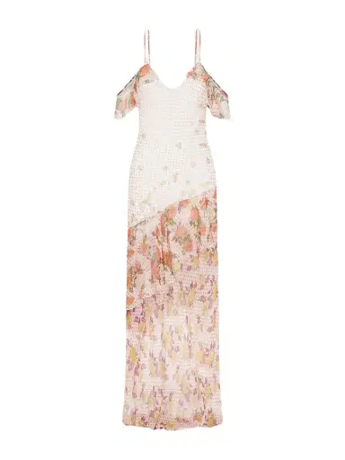 Donde Esteban Pajaritos Y Rosas Printed Ruffled Silk-chiffon Maxi Dress | Thumbnail 1 Donde Esteban Pajaritos Y Rosas Printed Ruffled Silk-chiffon Maxi Dress | Thumbnail 1