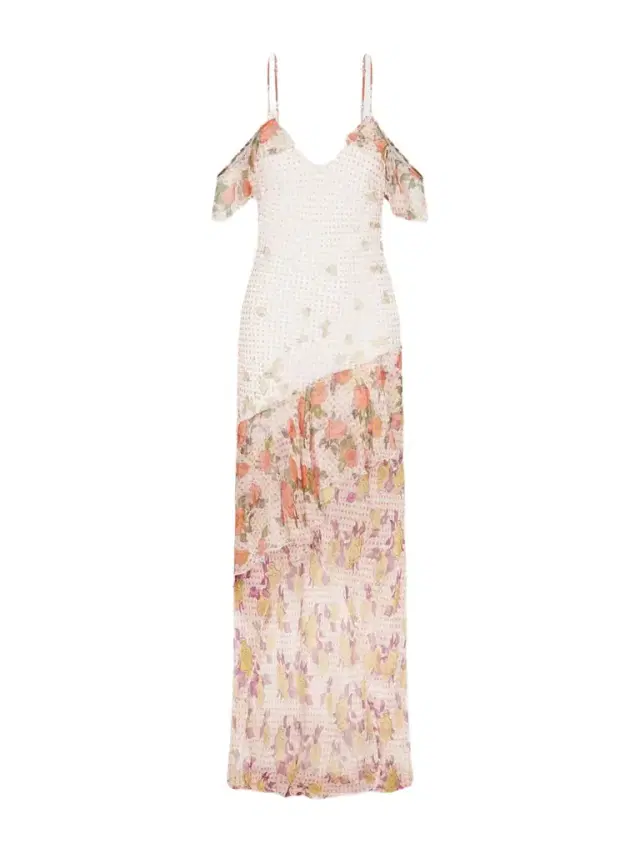 Pajaritos Y Rosas Printed Ruffled Silk-chiffon Maxi Dress