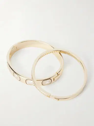 Roxanne Assoulin The Cubic Hinged Set Of Two Gold-tone Cubic Zirconia, Crystal And Enamel Cuffs | Thumbnail 4