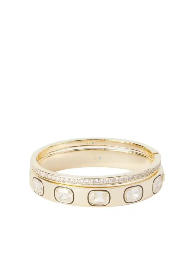 Roxanne Assoulin The Cubic Hinged Set Of Two Gold-tone Cubic Zirconia, Crystal And Enamel Cuffs
