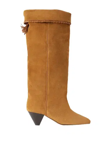 Isabel Marant Elita Tasseled Leather-trimmed Suede Knee Boots | Thumbnail 1 Isabel Marant Elita Tasseled Leather-trimmed Suede Knee Boots | Thumbnail 1