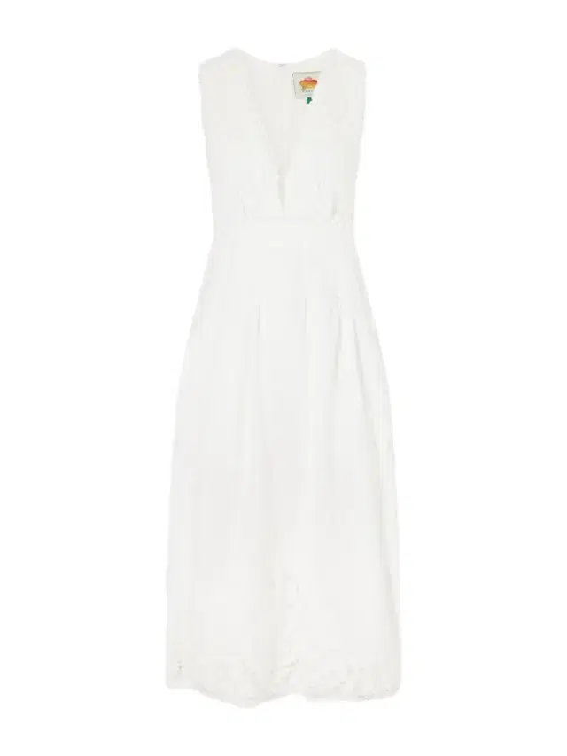 Farm Rio Floral-embroidered Linen Midi Dress