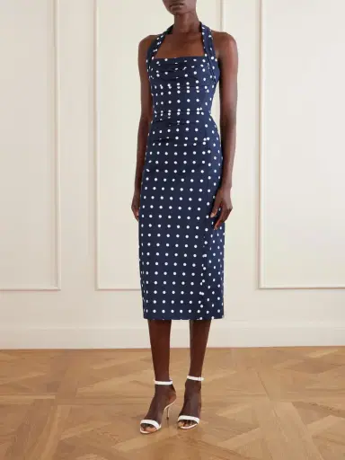 Carolina Herrera Halted-neck Polka-dot Cotton-blend Twill Midi Dress | Thumbnail 2