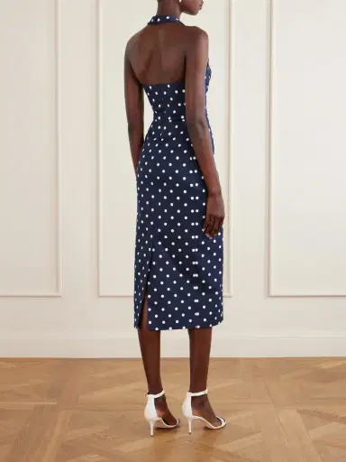 Carolina Herrera Halted-neck Polka-dot Cotton-blend Twill Midi Dress | Thumbnail 3