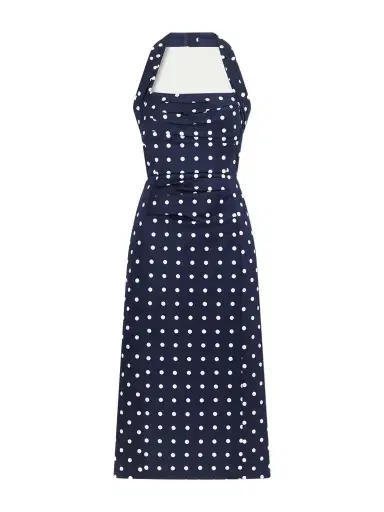 Carolina Herrera Halted-neck Polka-dot Cotton-blend Twill Midi Dress | Thumbnail 1