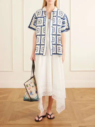 Staud Christos Large Leather-trimmed Embroidered Bead-embellished Canvas Tote | Thumbnail 3 Staud Christos Large Leather-trimmed Embroidered Bead-embellished Canvas Tote | Thumbnail 3