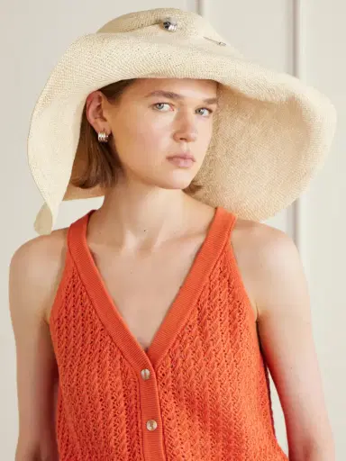 Gigi Burris Cleo Pin-detail Straw-chrochet Wide-brim Hat | Thumbnail 2 Gigi Burris Cleo Pin-detail Straw-chrochet Wide-brim Hat | Thumbnail 2