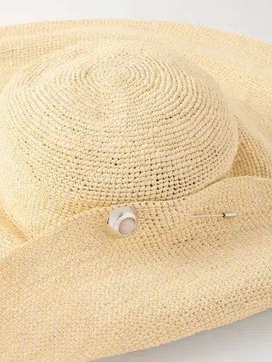 Gigi Burris Cleo Pin-detail Straw-chrochet Wide-brim Hat | Thumbnail 3 Gigi Burris Cleo Pin-detail Straw-chrochet Wide-brim Hat | Thumbnail 3