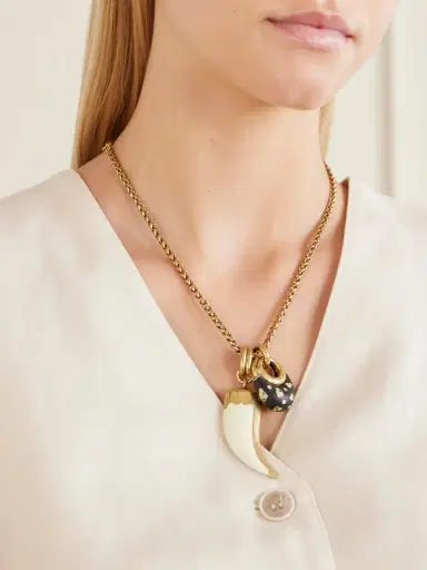 MAISON MAYLE Niki Horn Of Plenty Gold-plated And Enamel Necklace | Thumbnail 2