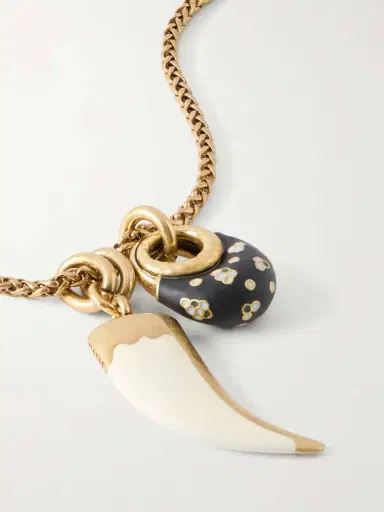 MAISON MAYLE Niki Horn Of Plenty Gold-plated And Enamel Necklace | Thumbnail 4