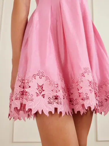 Rebecca Vallance Petalite Knotted Broderie Anglaise-trimmed Poplin Mini Dress | Thumbnail 4 Rebecca Vallance Petalite Knotted Broderie Anglaise-trimmed Poplin Mini Dress | Thumbnail 4