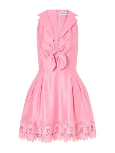 Rebecca Vallance Petalite Knotted Broderie Anglaise-trimmed Poplin Mini Dress | Thumbnail 1 Rebecca Vallance Petalite Knotted Broderie Anglaise-trimmed Poplin Mini Dress | Thumbnail 1