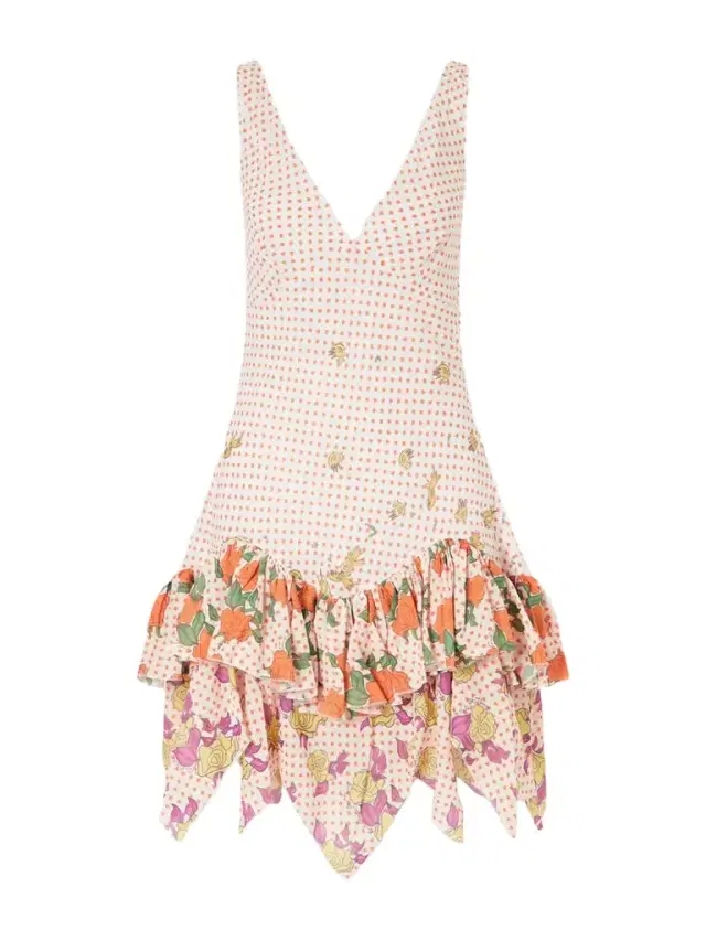 Donde Esteban Pajaritos Y Rosas Ruffled Cotton Mini Dress
