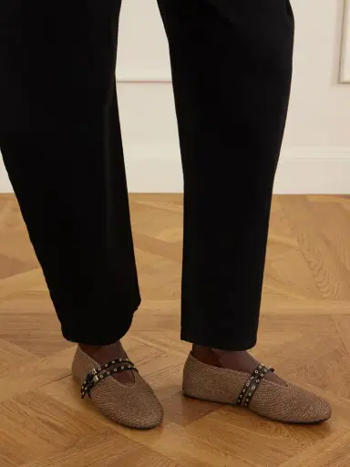 Alaïa Leather-trimmed Raffia Ballet Flats | Thumbnail 2 Alaïa Leather-trimmed Raffia Ballet Flats | Thumbnail 2