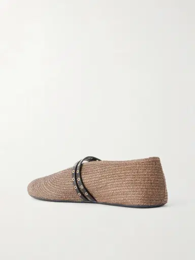 Alaïa Leather-trimmed Raffia Ballet Flats | Thumbnail 3 Alaïa Leather-trimmed Raffia Ballet Flats | Thumbnail 3