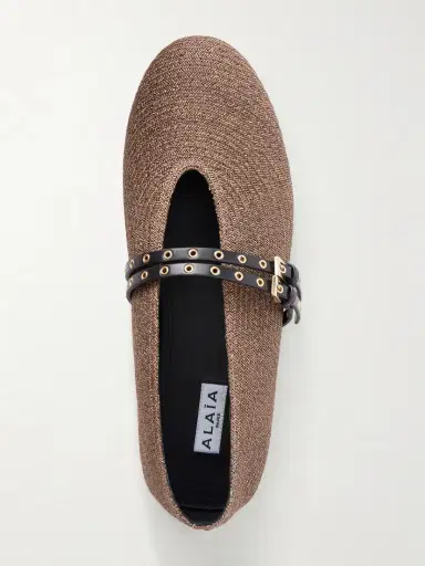 Alaïa Leather-trimmed Raffia Ballet Flats | Thumbnail 6 Alaïa Leather-trimmed Raffia Ballet Flats | Thumbnail 6