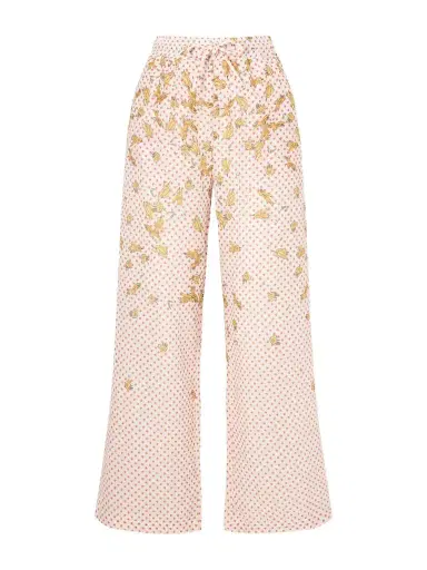 Donde Esteban Pajaritos Y Rosas Wide Leg Printed Cotton Pants | Thumbnail 1