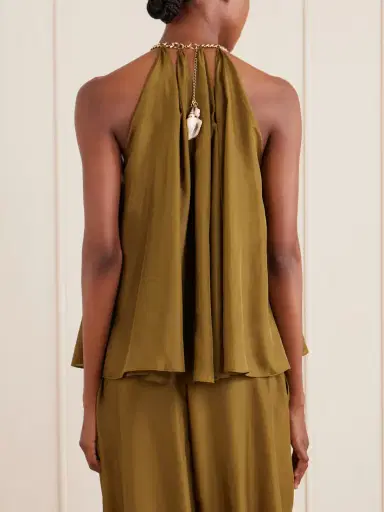 Zimmermann Mahon Embellished Gathered Silk-satin Blouse | Thumbnail 3 Zimmermann Mahon Embellished Gathered Silk-satin Blouse | Thumbnail 3