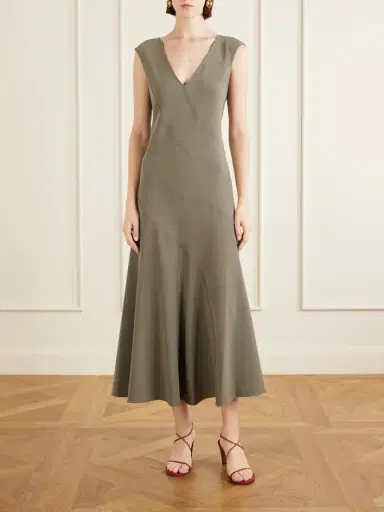 Proenza Schouler Romana Pleated Crepe Midi Dress | Thumbnail 3 Proenza Schouler Romana Pleated Crepe Midi Dress | Thumbnail 3
