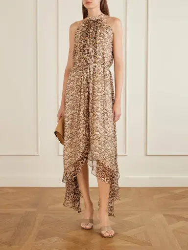 Saloni Irina Asymmetric Belted Leopard-print Silk Halterneck Midi Dress | Thumbnail 2 Saloni Irina Asymmetric Belted Leopard-print Silk Halterneck Midi Dress | Thumbnail 2