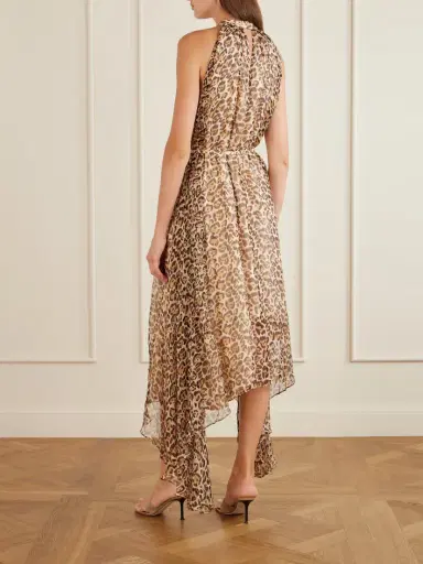 Saloni Irina Asymmetric Belted Leopard-print Silk Halterneck Midi Dress | Thumbnail 3 Saloni Irina Asymmetric Belted Leopard-print Silk Halterneck Midi Dress | Thumbnail 3