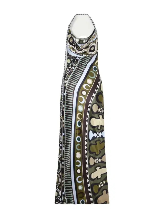 Printed Satin Maxi Dress