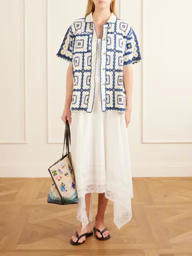 Staud Ainsley Asymmetric Lace-trimmed Cotton-voile Maxi Skirt | Thumbnail 2