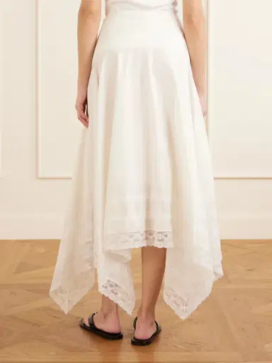 Staud Ainsley Asymmetric Lace-trimmed Cotton-voile Maxi Skirt | Thumbnail 4