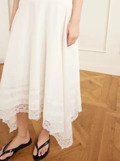 Staud Ainsley Asymmetric Lace-trimmed Cotton-voile Maxi Skirt | Thumbnail 5