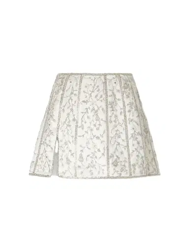 Clio Peppiatt Brigitte Crystal-embellished Satin Mini Skirt | Thumbnail 1 Clio Peppiatt Brigitte Crystal-embellished Satin Mini Skirt | Thumbnail 1