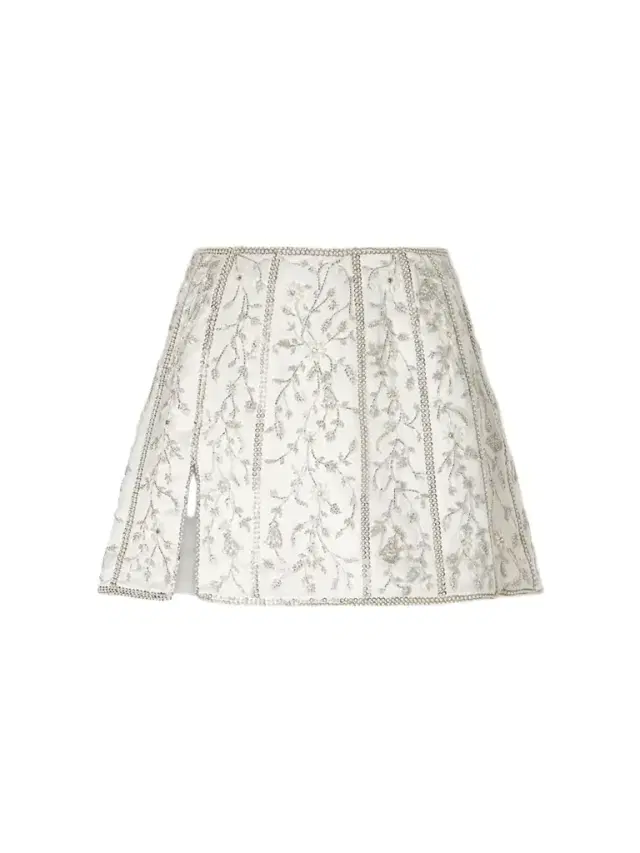 Brigitte Crystal-embellished Satin Mini Skirt