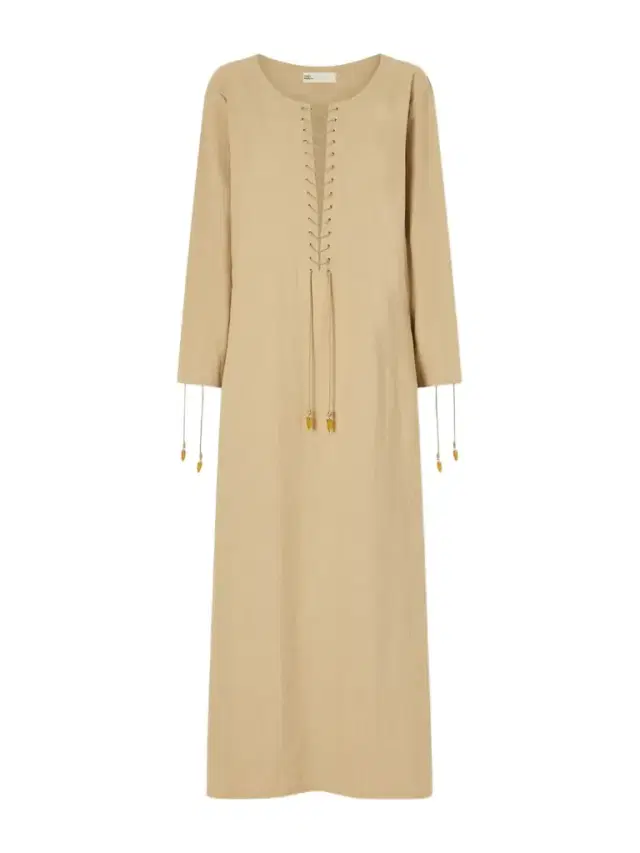 Tory Burch Lace-up Linen-blend Kaftan