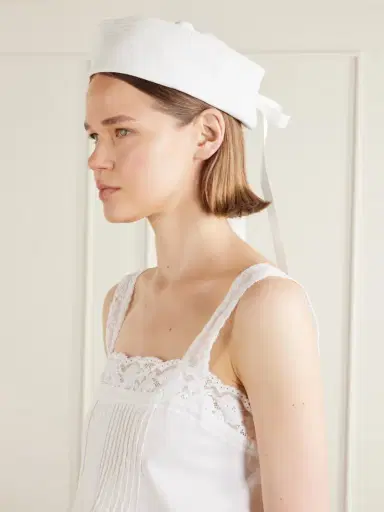 Les Vacances D’Irina Sailor Grosgrain-trimmed Cotton Sailor Hat | Thumbnail 2 Les Vacances D’Irina Sailor Grosgrain-trimmed Cotton Sailor Hat | Thumbnail 2