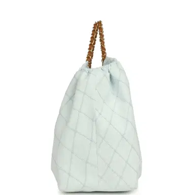 Chanel Chanel Maxi Coco Beach Cambon Hobo Bag Blue Denim and Brown Calfskin Brushed Gold Hardware | Thumbnail 3 Chanel Chanel Maxi Coco Beach Cambon Hobo Bag Blue Denim and Brown Calfskin Brushed Gold Hardware | Thumbnail 3