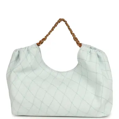 Chanel Chanel Maxi Coco Beach Cambon Hobo Bag Blue Denim and Brown Calfskin Brushed Gold Hardware | Thumbnail 4 Chanel Chanel Maxi Coco Beach Cambon Hobo Bag Blue Denim and Brown Calfskin Brushed Gold Hardware | Thumbnail 4