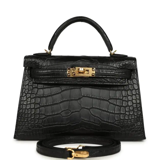 hermes Hermes Special Order (HSS) Kelly Sellier 20 Black Verso Matte Alligator Gold Hardware