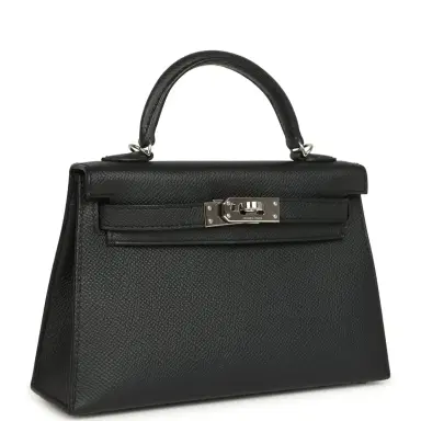 HERMÈS Pre-owned Hermes Kelly Sellier 20 Black Epsom Palladium Hardware | Thumbnail 2