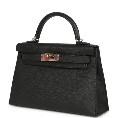 HERMÈS Pre-owned Hermes Kelly Sellier 20 Black Epsom Palladium Hardware | Thumbnail 5