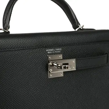 HERMÈS Pre-owned Hermes Kelly Sellier 20 Black Epsom Palladium Hardware | Thumbnail 7
