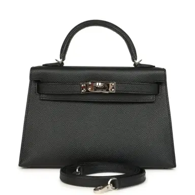 HERMÈS Pre-owned Hermes Kelly Sellier 20 Black Epsom Palladium Hardware | Thumbnail 1